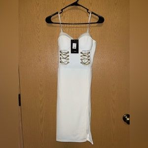 FashionNova White Gold Chain Dress